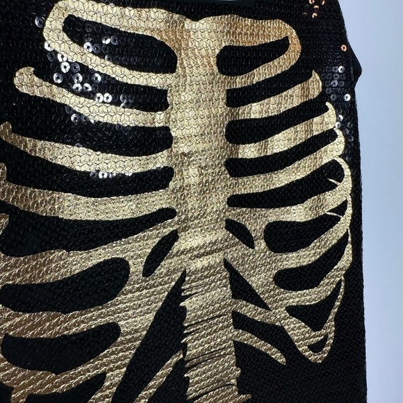 H&M Black and‎ Gold Skeleton Sequin Mini Dress XS - Picture 2 of 6